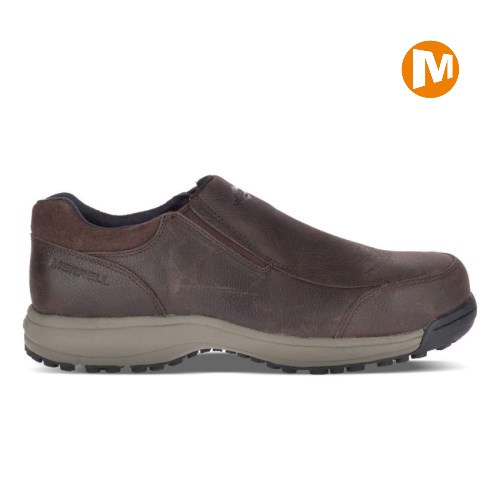 Merrell Sutton Moc Steel Toe Sicherheitsschuhe Herren Schokolade [DE-KRQAN]